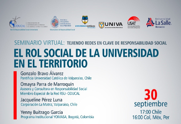 Red RS de ODUCAL efectuará Conversatorio: El Rol Social de la Universidad en el Territorio