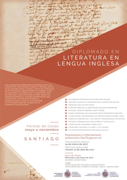 Cierre de Inscripciones Diplomado en Literatura en Lengua Inglesa- Santiago
