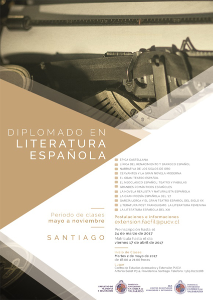 Cierre de Inscripciones Diplomado en Literatura Española- Santiago