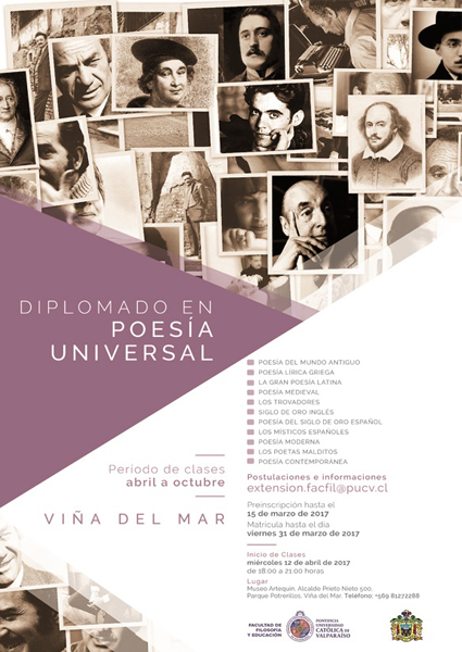 Cierre de Inscripciones Diplomado en Poesía Universal- Viña del Mar