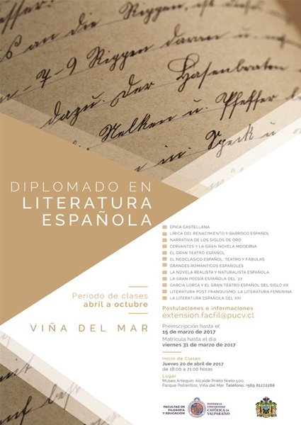 Cierre de Inscripciones Diplomado en Literatura Española- Viña del Mar