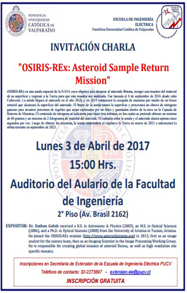 Charla OSIRIS-REx: Asteroid Sample Return Mission