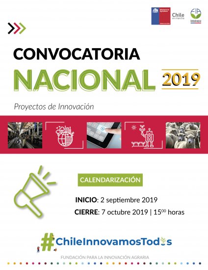 Convocatoria nacional 2019: Proyectos de Innovación