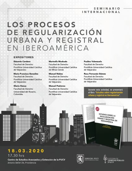 Seminario Internacional "Los procesos de regularización urbana y registral en Iberoamérica" (SUSPENDIDO HASTA NUEVO AVISO)