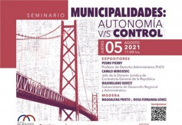Escuela de Derecho PUCV invita a Seminario Municipalidades: Autonomía v/s Control