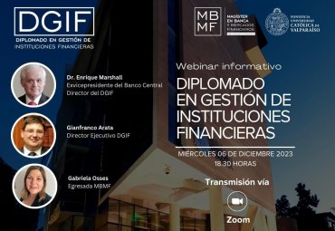 PUCV invita a webinar informativo del Diplomado en Gestión de Instituciones Financieras