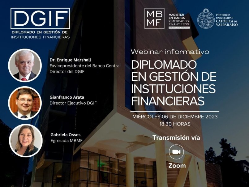PUCV invita a webinar informativo del Diplomado en Gestión de Instituciones Financieras