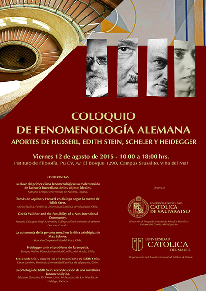 Coloquio sobre Fenomenología alemana: Aportes de Husserl, Edith Stein, Scheler y Heidegger