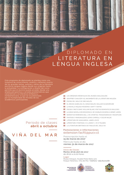 Cierre de Inscripciones Diplomado en Literatura en Lengua Inglesa- Viña del Mar