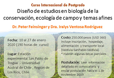 Curso internacional de postgrado: “Diseño de estudios en biología de la conservación, ecología de campo y temas afines”