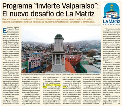 Programa “Invierte Valparaíso”, un nuevo desafío para la Corporación La Matriz
