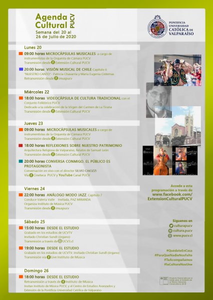 Agenda cultural del 20 al 26 de julio 2020