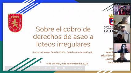 Proyecto Puentes Derecho PUCV presenta trabajos ante municipios de la región