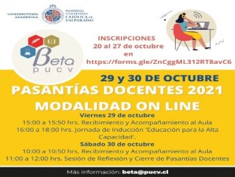 Inscripciones abiertas Pasantías Docentes BETA PUCV