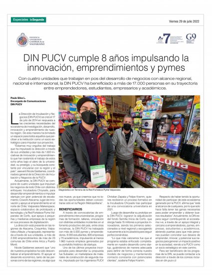 DIN PUCV cumple 8 años impulsando la innovación, emprendimientos y pymes
