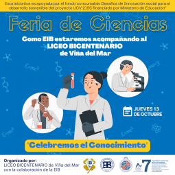 EIB participará en Feria de Ciencias del Liceo Bicentenario de Viña del Mar